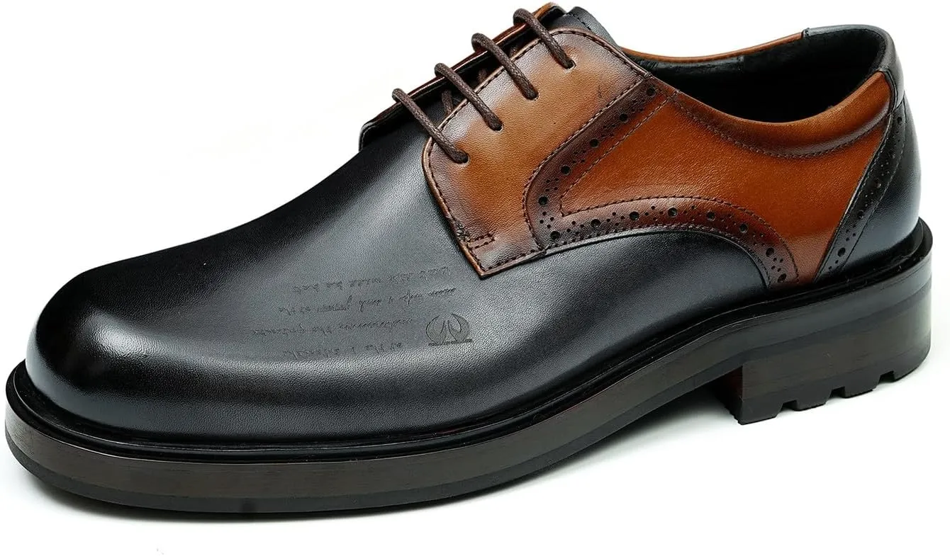Mens Oxfords Formal Dress Derby Genunie Leather Two Tone Shoes Plain Toe Modern Suit Shoes Fashion Prom Wedding Tuxedo Business Casual Lightweight Comfortable Shoes for Men