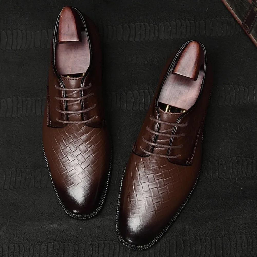 Mens Oxfords Shoes Outdoor Business Classic Lace Up Low Top Leather Slip On Pointed Toe Classic Formal Business Shoes