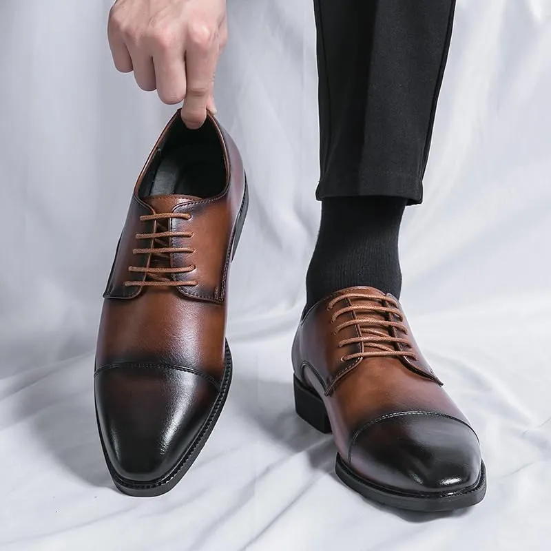 Men's Patent Leather Oxford Shoes Men Comfortable Classic Pointed Toe Gradient Design Tuxedo Shoes Breathable Leather Wingtip Brogue Oxfords