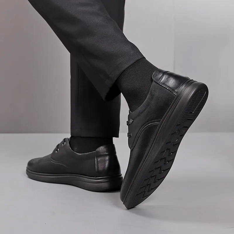 Men's Premium Leather Casual Slip on Loafers Breathable Driving Shoes Classic Lace-up Formal Men Slip Resistant Work Oxford