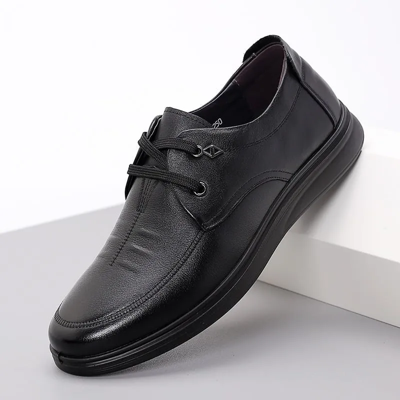 Men's Premium Leather Casual Slip on Loafers Breathable Driving Shoes Classic Lace-up Formal Men Slip Resistant Work Oxford
