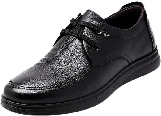 Men's Premium Leather Casual Slip on Loafers Breathable Driving Shoes Classic Lace-up Formal Men Slip Resistant Work Oxford