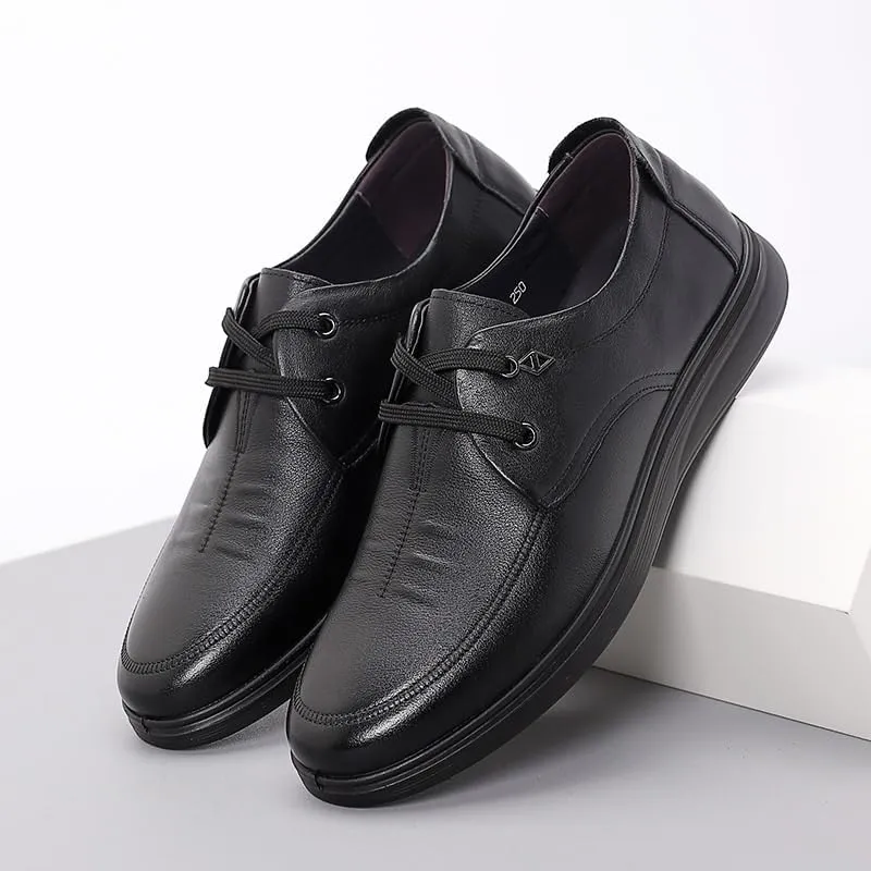 Men's Premium Leather Casual Slip on Loafers Breathable Driving Shoes Classic Lace-up Formal Men Slip Resistant Work Oxford