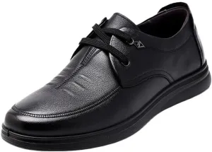 Men's Premium Leather Casual Slip on Loafers Breathable Driving Shoes Classic Lace-up Formal Men Slip Resistant Work Oxford