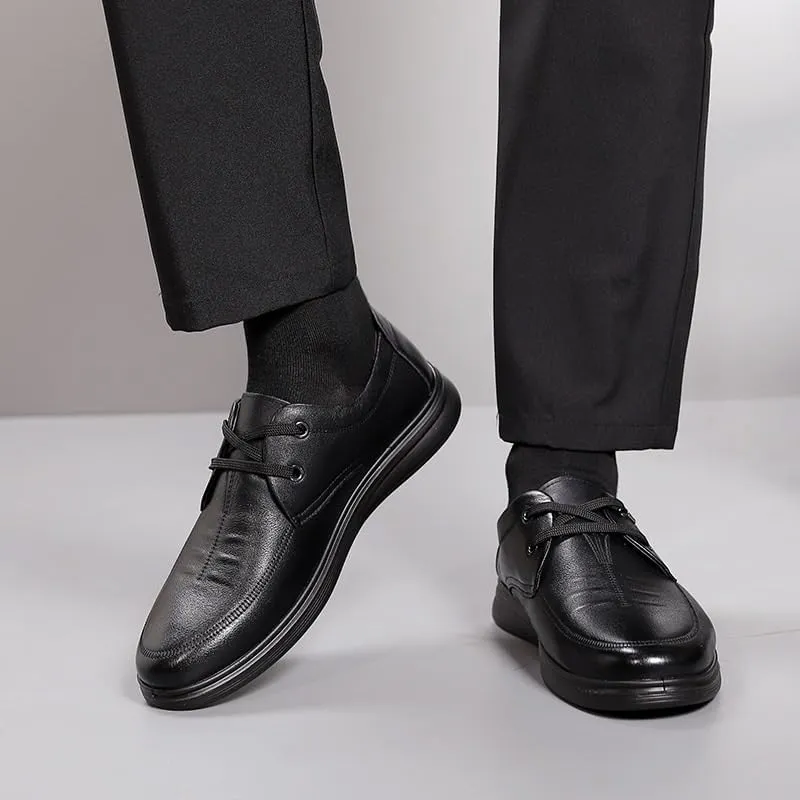 Men's Premium Leather Casual Slip on Loafers Breathable Driving Shoes Classic Lace-up Formal Men Slip Resistant Work Oxford