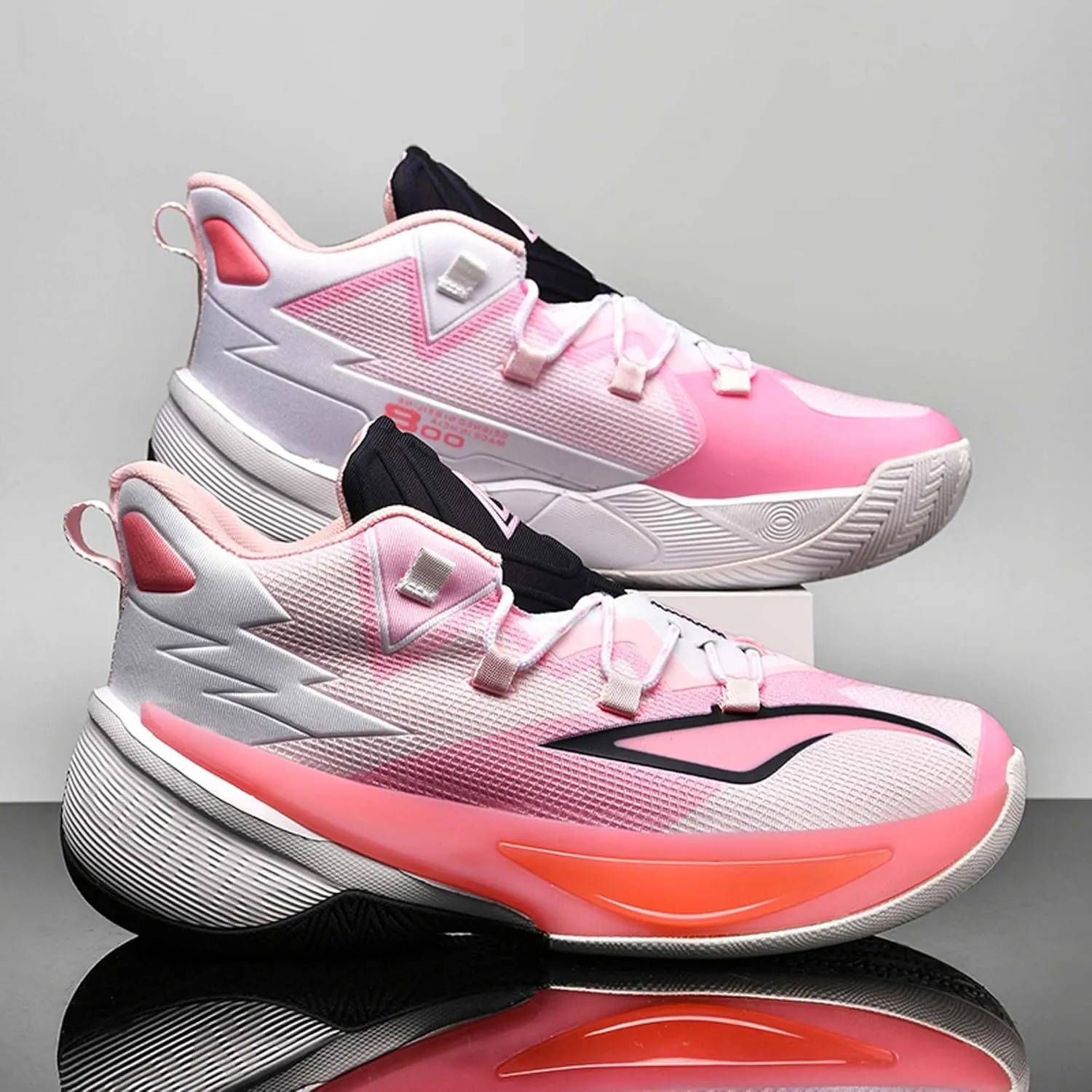 Men's Professional Match Basketball Shoes Street Combat Basketball Sneakers Women's Non-Slip Breathable Casual Sneakers Arch Support Walking Shoes