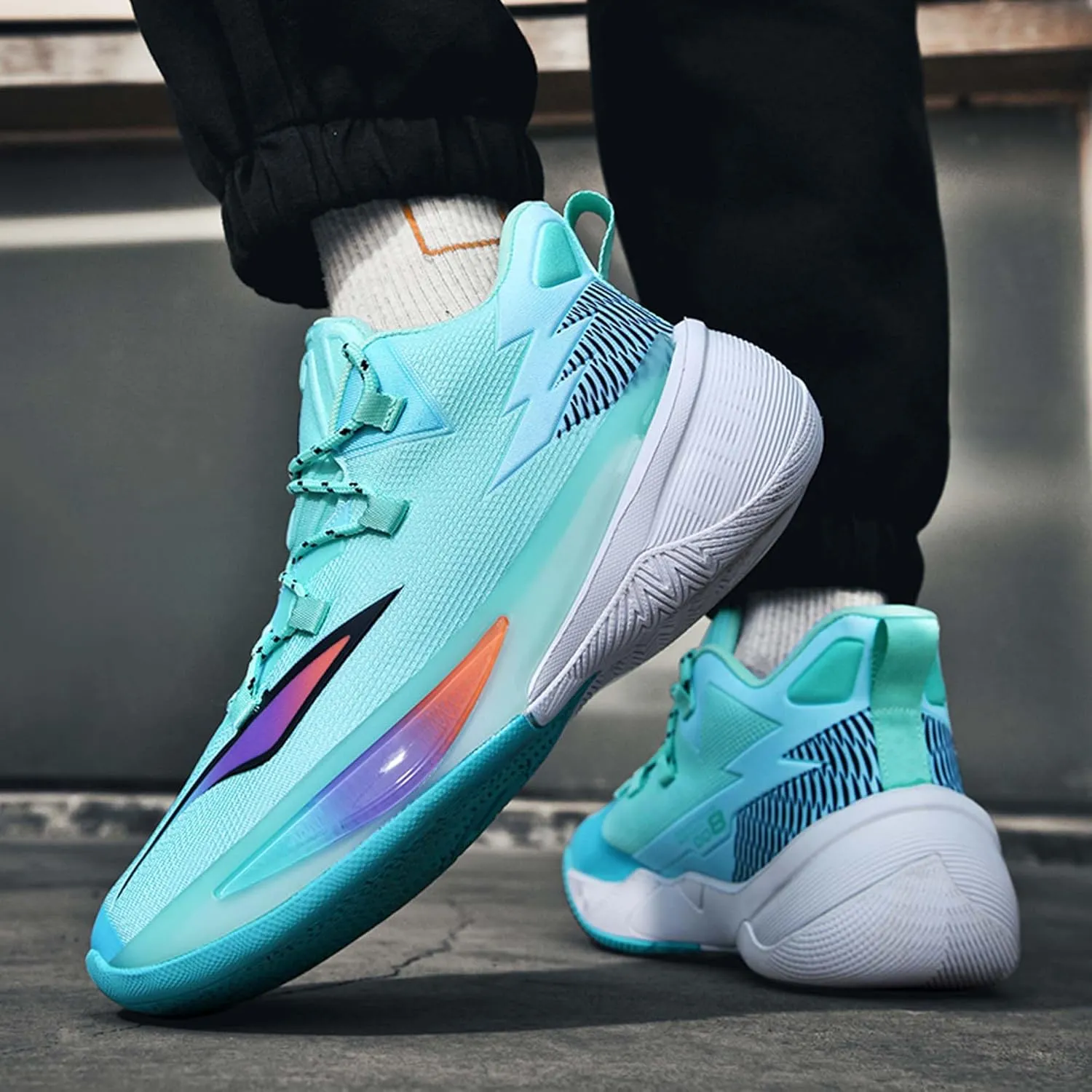 Men's Professional Match Basketball Shoes Street Combat Basketball Sneakers Women's Non-Slip Breathable Casual Sneakers Arch Support Walking Shoes