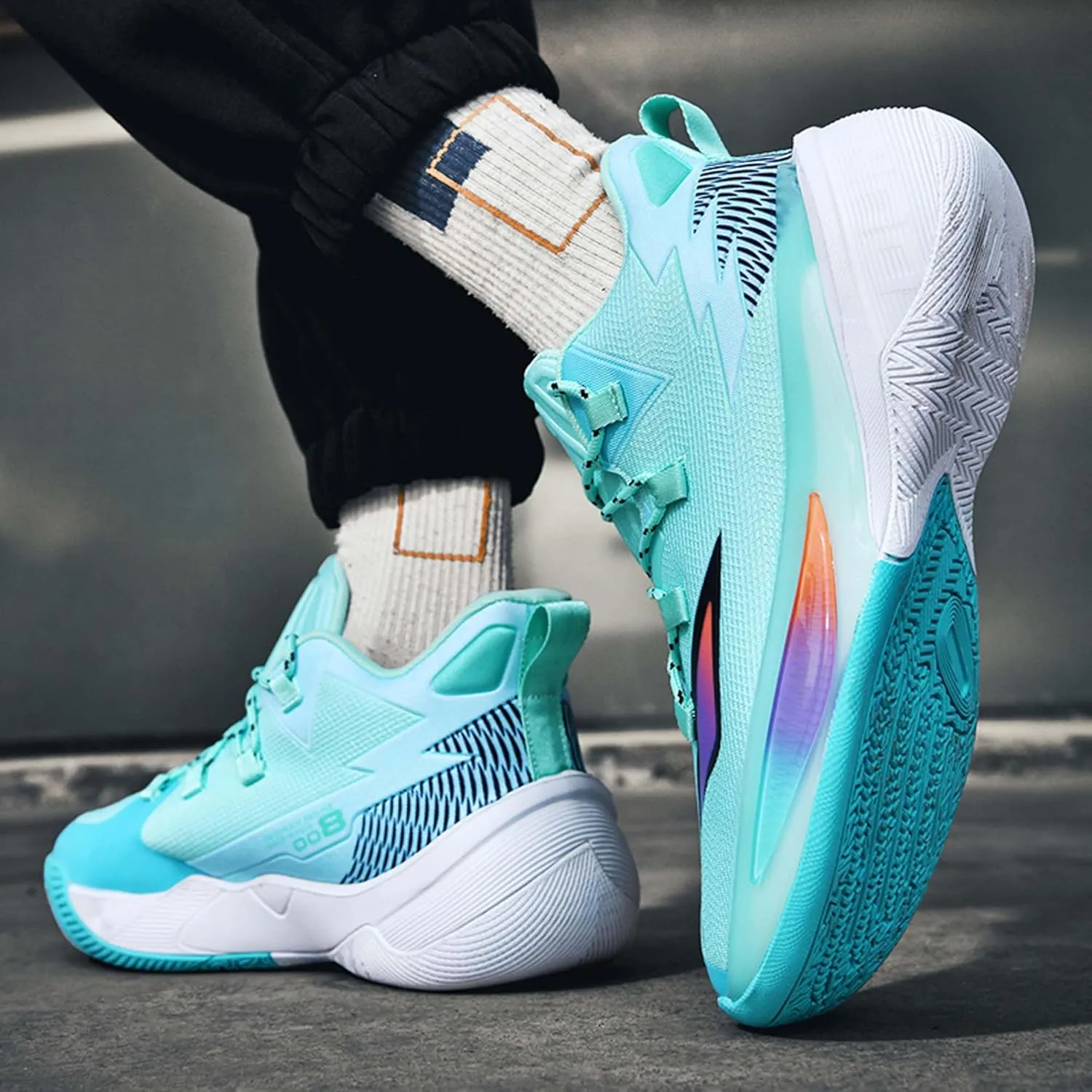 Men's Professional Match Basketball Shoes Street Combat Basketball Sneakers Women's Non-Slip Breathable Casual Sneakers Arch Support Walking Shoes