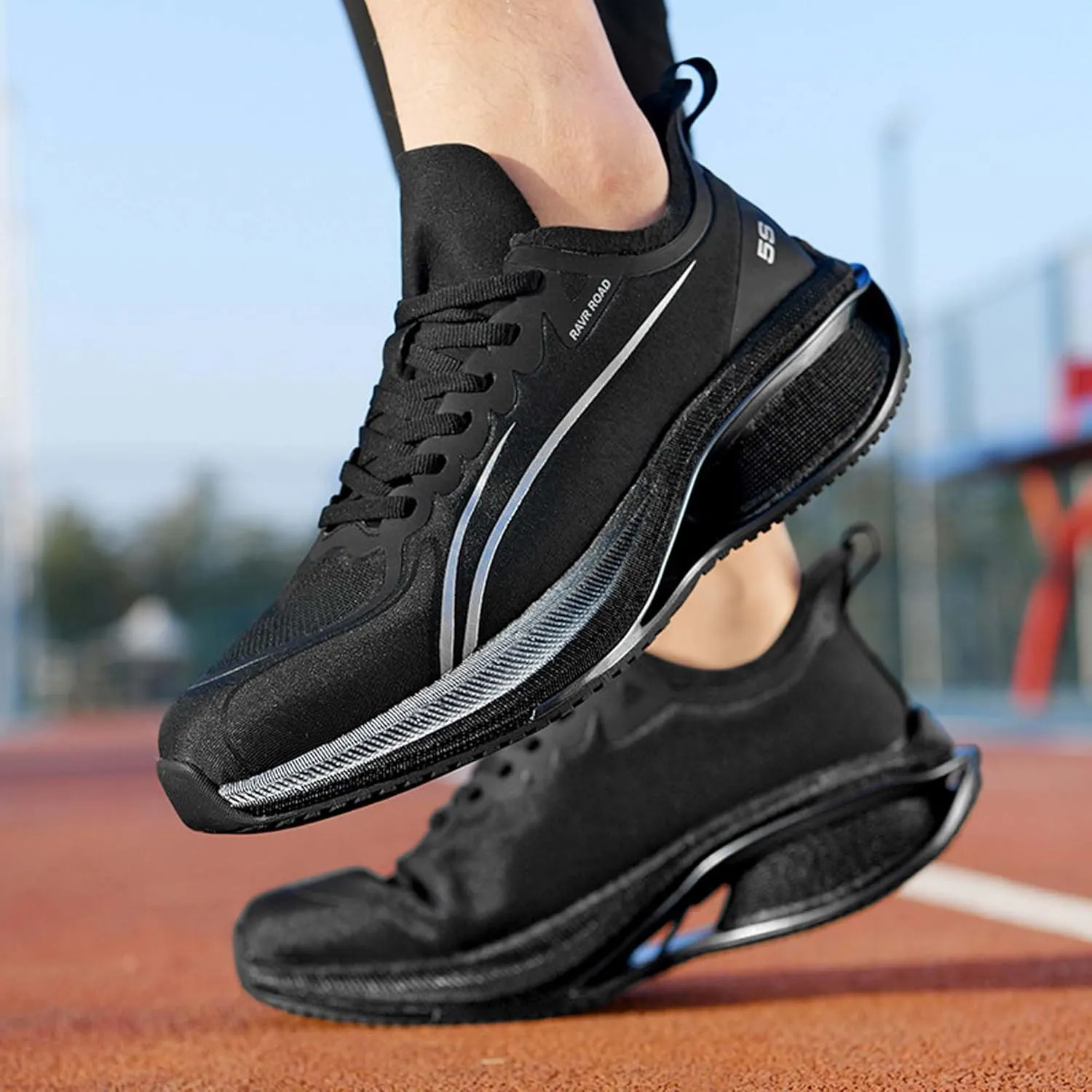 Men's Road Running Shoes Lightweight Breathable Fashion Sneakers Indoor Outdoor Slip Cushioned Training Sports Running Shoes Outdoor Casual Walking Shoes