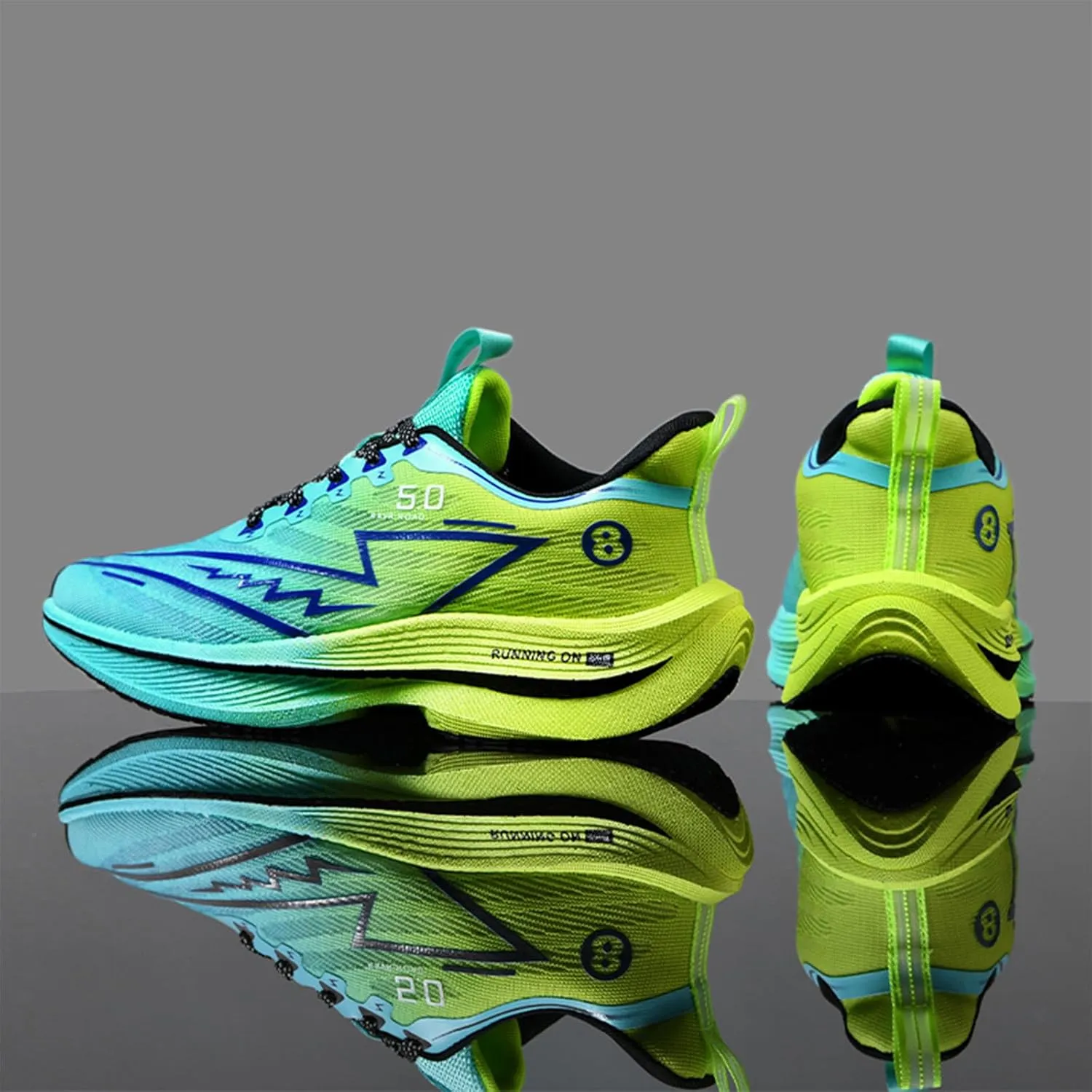 Men's Running Shoes Breathable Anti-Slip Thick Carbon Board Soft Outsole Lightweight Sports Athletic Tatting Fly-Woven Mesh Fashionable Cushioned Sneakers