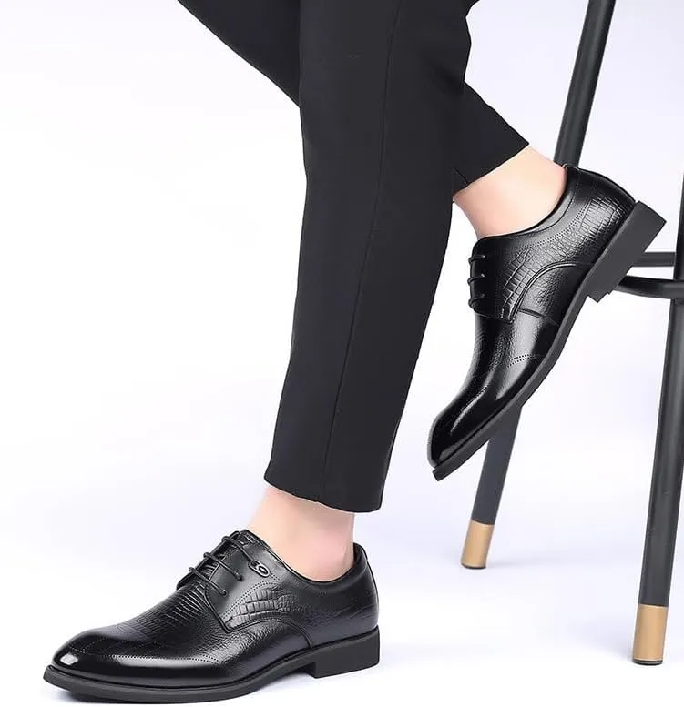 Men's Shiny Patent Leather Dress Shoes Mens Classic Formal Oxford Lace Up Wedding Pointed Toe Breathable Shoes