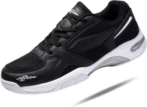 Mens Walking Shoes with High Arch Support, Orthopedic Sneakers with 4 Suppotive Insoles, Cushioned Athletic Running Shoes for Men, Comfortable Work Shoes - (Black, White)