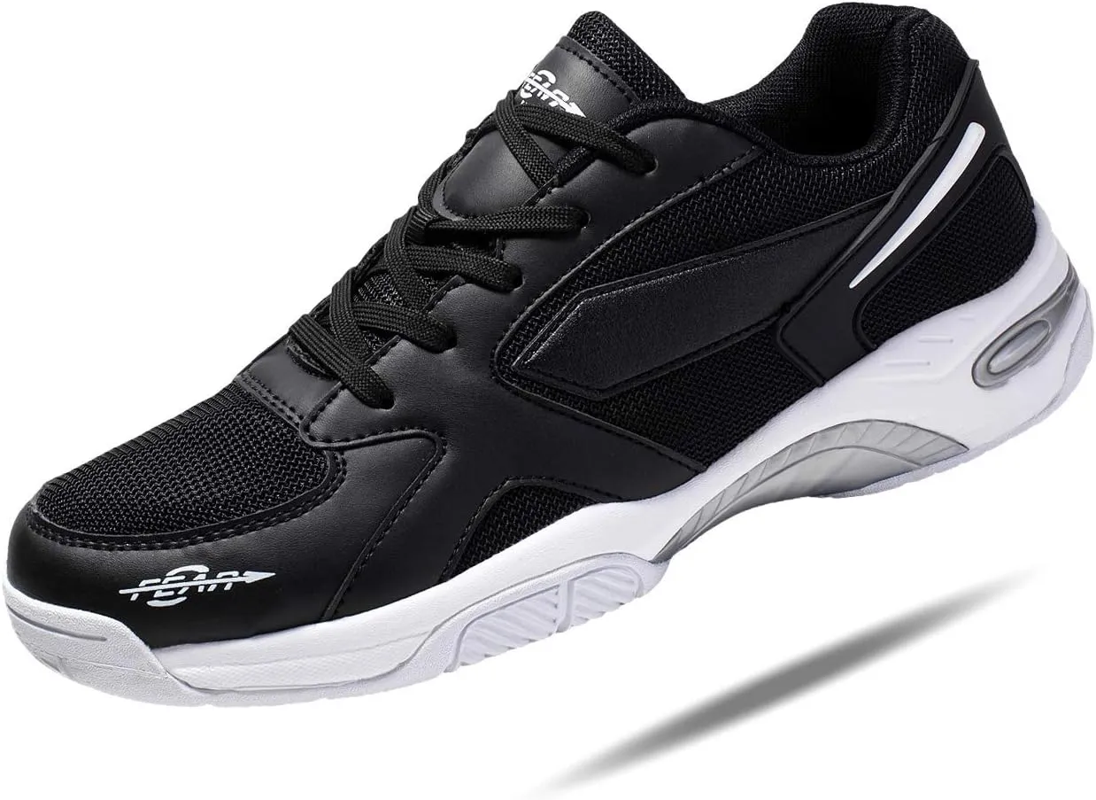 Mens Walking Shoes with High Arch Support, Orthopedic Sneakers with 4 Suppotive Insoles, Cushioned Athletic Running Shoes for Men, Comfortable Work Shoes - (Black, White)