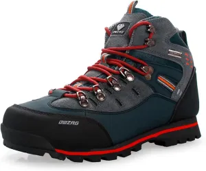 Men's Waterproof Leather mid Hiking Boots Outdoor Non-Slip Lightweight Trekking Sneakers