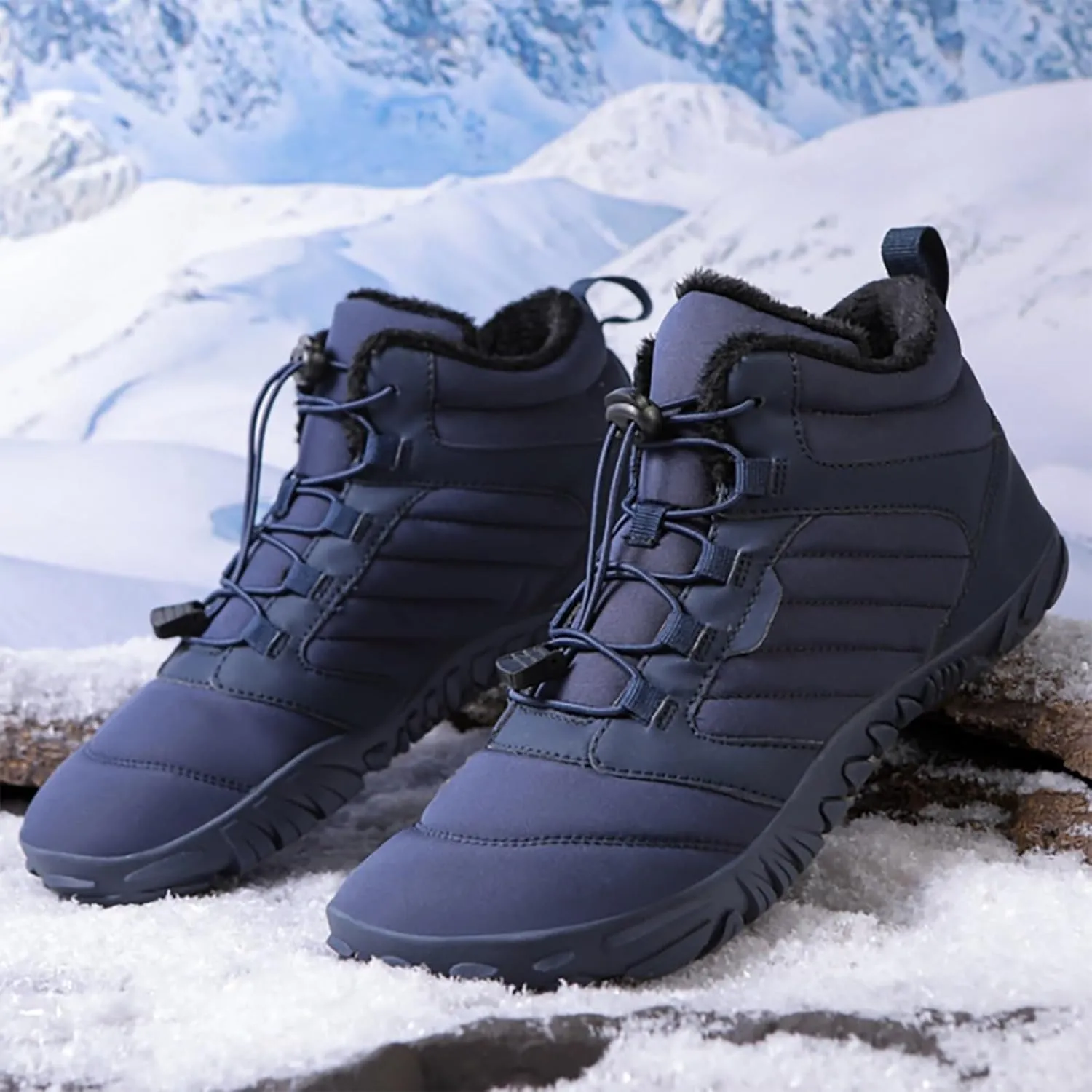 Mens Work Boots Slip On Hiking Sneakers Shoes with Fur Lined Working Shoes for Women Non-Slip Wide Outdoor Shoes Slip on Loafers Hike Grounded Footwear