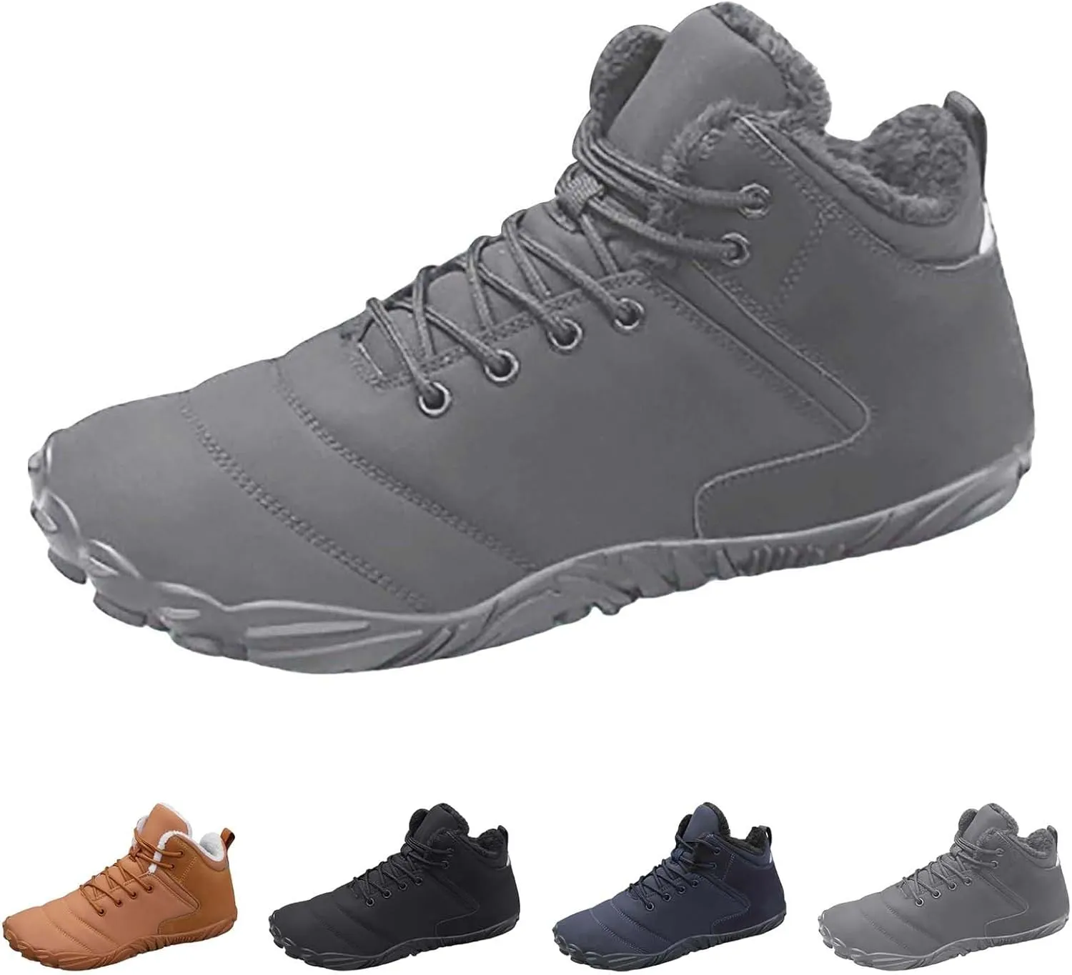 Mens Work Boots Slip On Hiking Sneakers Shoes with Fur Lined Working Shoes for Women Non-Slip Wide Outdoor Shoes Slip on Loafers Hike Grounded Footwear