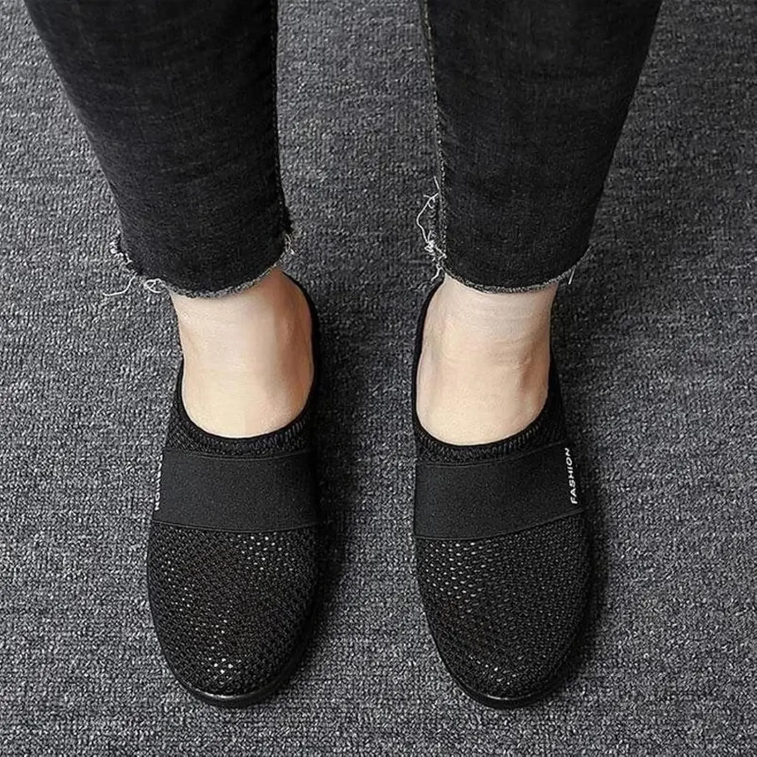 Mules for Women Breathable Mesh Walking Mules Sneakers Open Back Slip On Shoes Diabetic Air-Cushion Slip-On Walking Shoes Orthopedic Diabetic Slippers Closed Toe Slides Beach Sandals