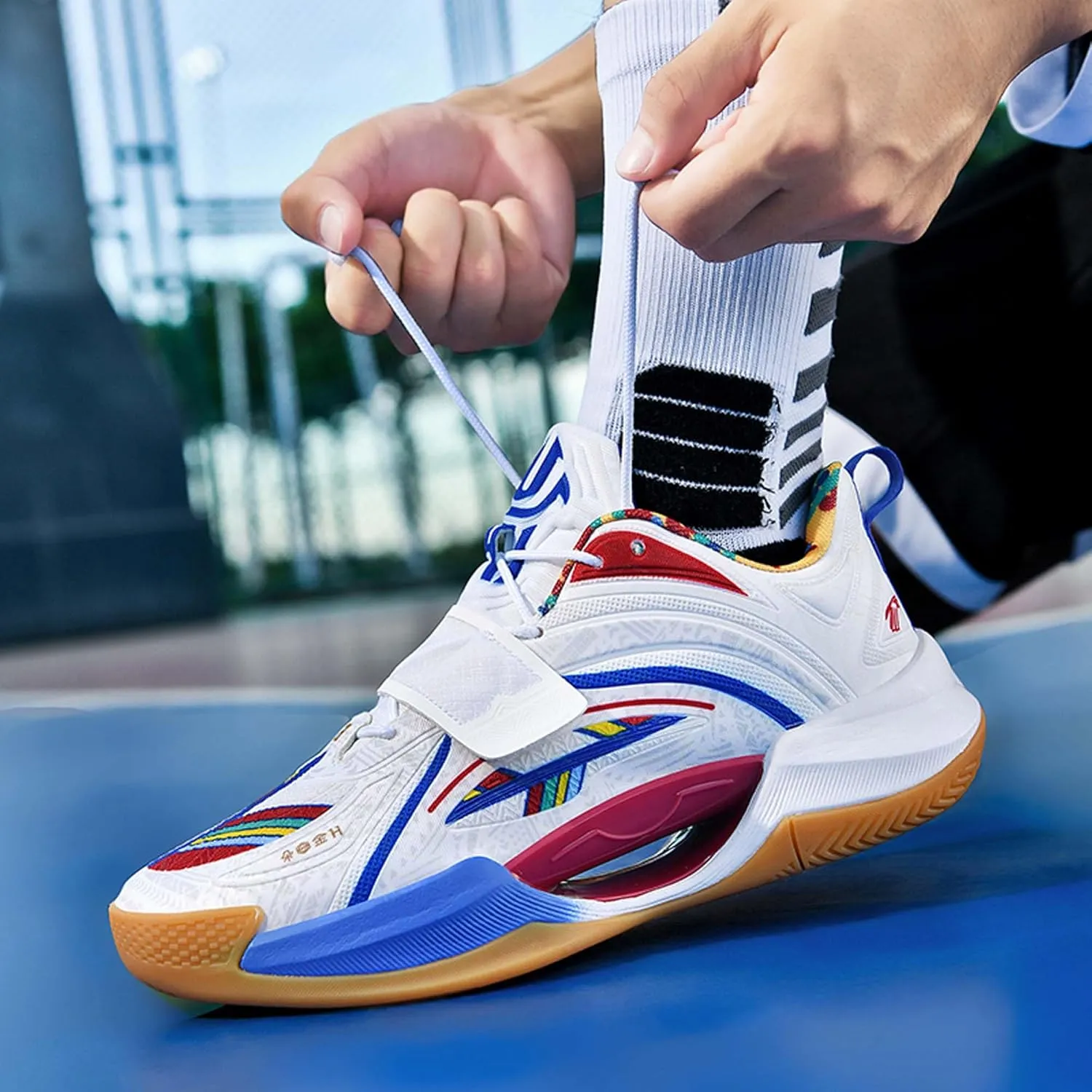 Neutral Fluorescent Basketball Shoes Fashion High Top Sneakers Breathable Anti-Slip Running Trainers Lightweight Breathable Outdoor Fitness Walking Jogging Shoes