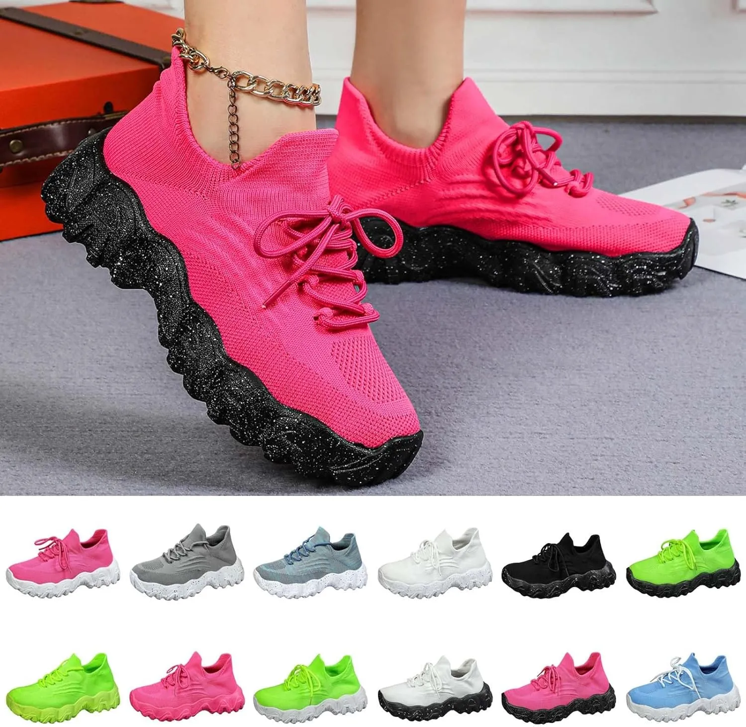 Ortho Pro Womens Classic, Mesh Breathable Non-Slip Lightweight Casual Walking Shoes Slip On Sneakers Arch Support