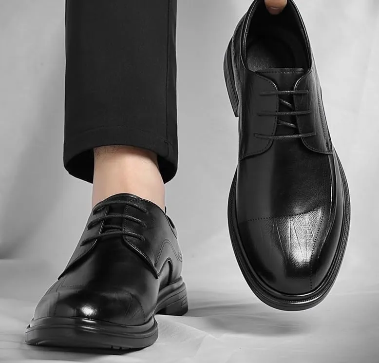 Oxford Shoes for Men Genuine Leather Lace-Up Men Dress Shoes Comfortable Formal Business Derby Shoes