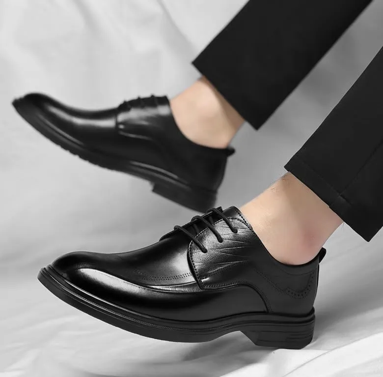 Oxford Shoes for Men Genuine Leather Lace-Up Men Dress Shoes Comfortable Formal Business Derby Shoes