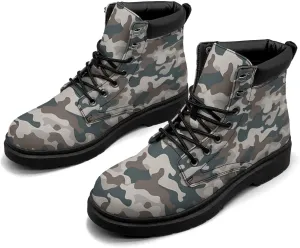 Pink Camo Leaf Boots Womens Snow Boots Ankle Anti-Slip Combat Boots Lace Up Winter Waterproof Leather Boots Shoes Gifts for Women