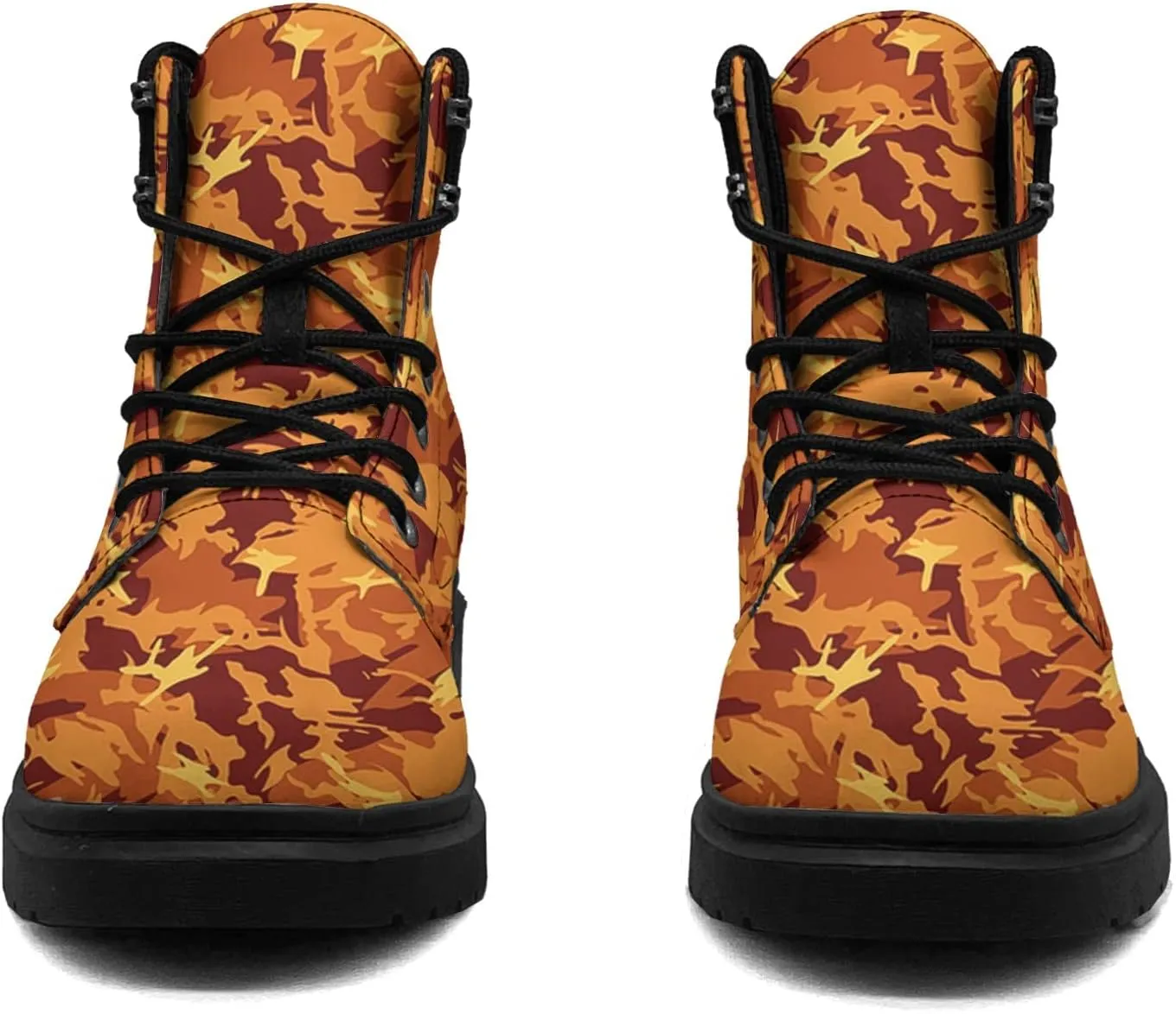 Pitovozu Camouflage Boots Womens Snow Boots Ankle Anti-Slip Combat Boots Lace Up Winter Waterproof Leather Boots Shoes Gifts for Women