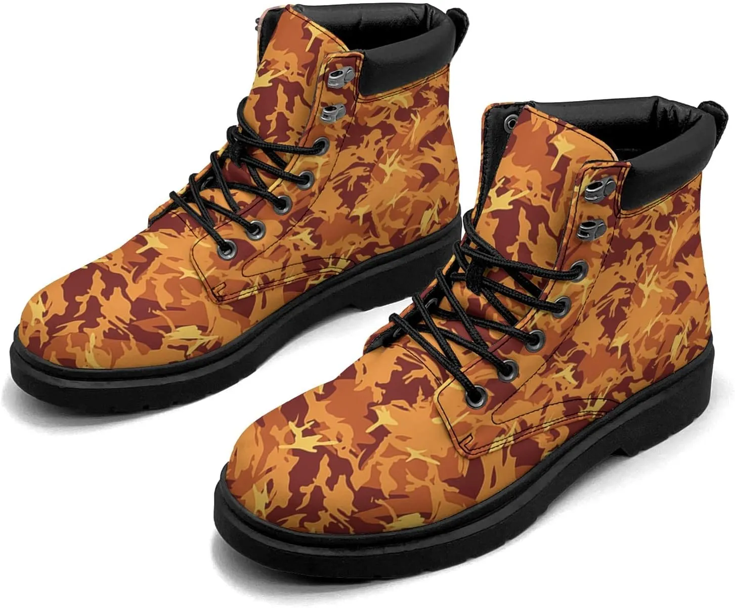 Pitovozu Camouflage Boots Womens Snow Boots Ankle Anti-Slip Combat Boots Lace Up Winter Waterproof Leather Boots Shoes Gifts for Women
