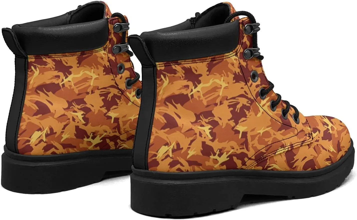 Pitovozu Camouflage Boots Womens Snow Boots Ankle Anti-Slip Combat Boots Lace Up Winter Waterproof Leather Boots Shoes Gifts for Women