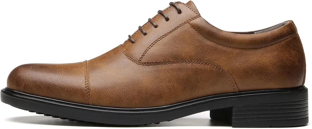 Santimon Men's Microfiber Leather Cap Toe Oxfords Shoes Fashion Dress Formal Business Derby Shoes