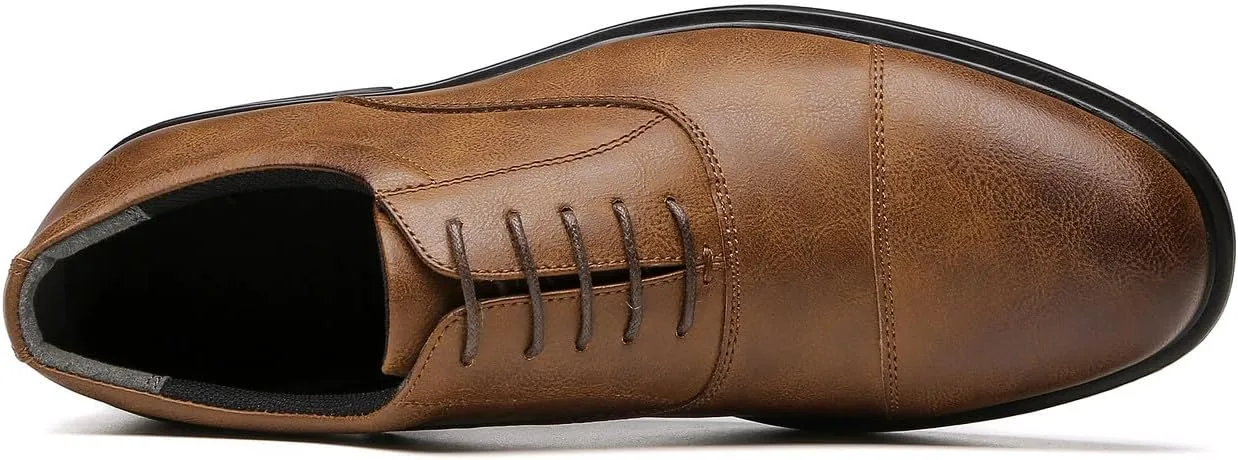 Santimon Men's Microfiber Leather Cap Toe Oxfords Shoes Fashion Dress Formal Business Derby Shoes