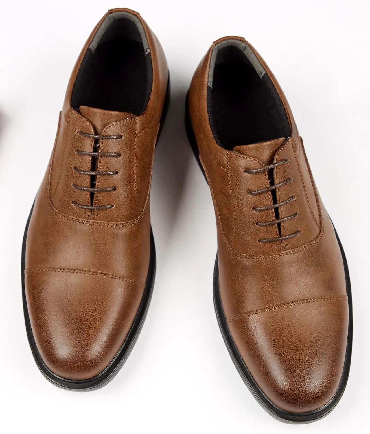 Santimon Men's Microfiber Leather Cap Toe Oxfords Shoes Fashion Dress Formal Business Derby Shoes