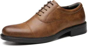 Santimon Men's Microfiber Leather Cap Toe Oxfords Shoes Fashion Dress Formal Business Derby Shoes