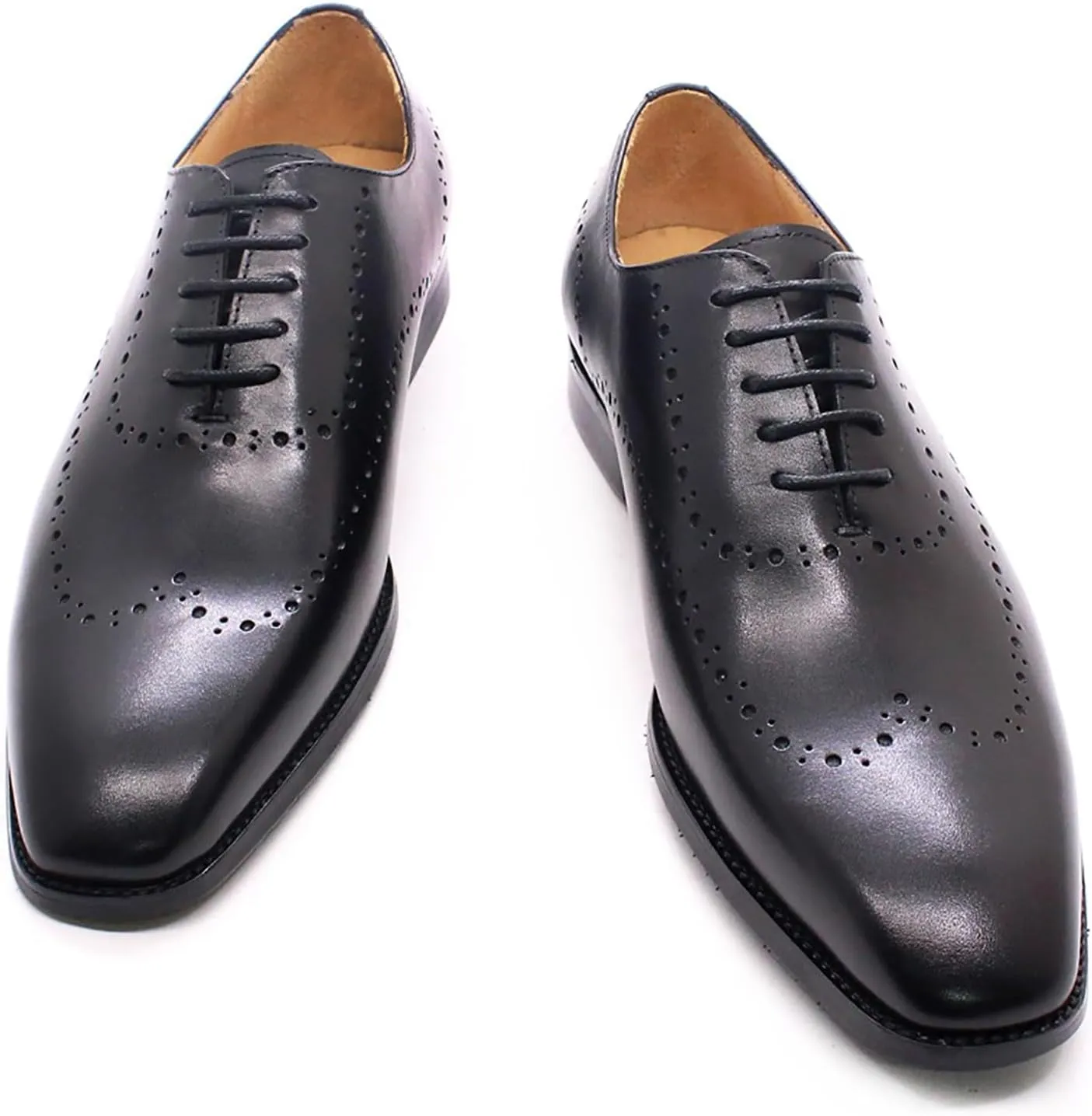Santimon Mens Oxfords Casual Dress Formal Handmade Genuine Leather Brogues Derby Wedding Fashion Walking Shoes for Men
