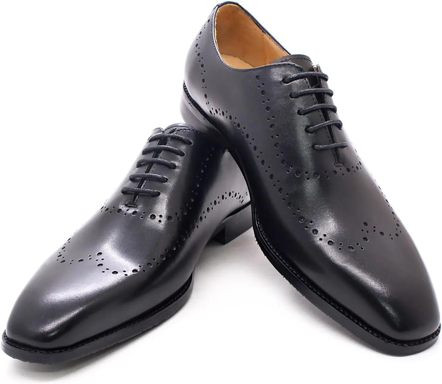 Santimon Mens Oxfords Casual Dress Formal Handmade Genuine Leather Brogues Derby Wedding Fashion Walking Shoes for Men