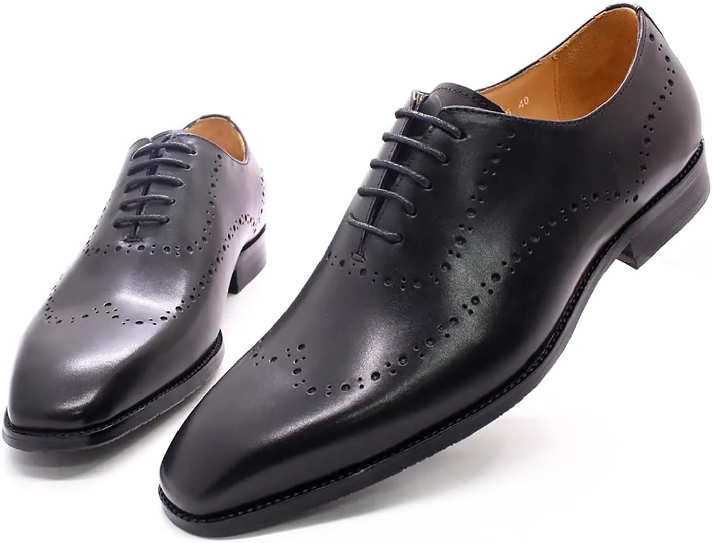 Santimon Mens Oxfords Casual Dress Formal Handmade Genuine Leather Brogues Derby Wedding Fashion Walking Shoes for Men