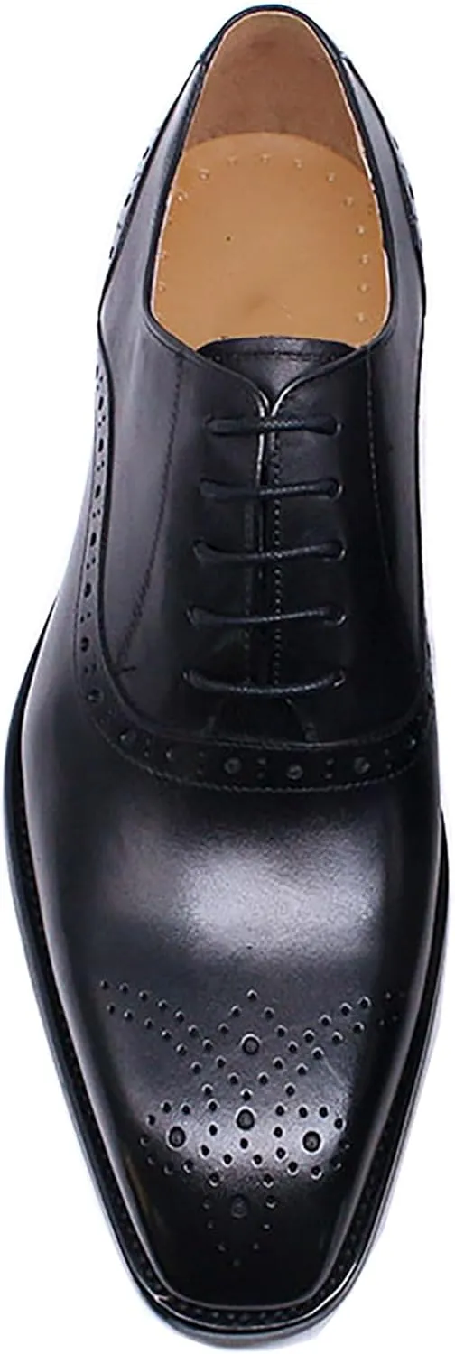 Santimon Mens Oxfords Casual Dress Genuine Leather Derby Wedding Tuxedo Formal Fashion Walking Shoes for Men