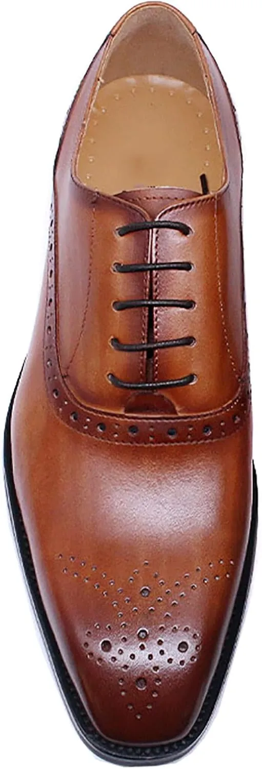 Santimon Mens Oxfords Casual Dress Genuine Leather Derby Wedding Tuxedo Formal Fashion Walking Shoes for Men