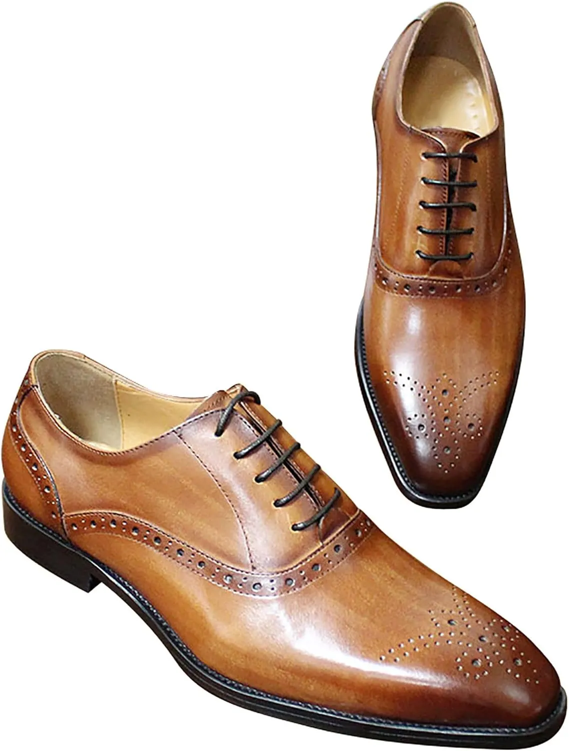 Santimon Mens Oxfords Casual Dress Genuine Leather Derby Wedding Tuxedo Formal Fashion Walking Shoes for Men