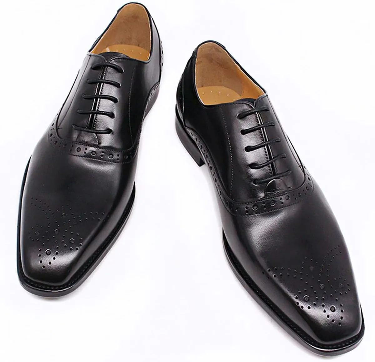 Santimon Mens Oxfords Casual Dress Genuine Leather Derby Wedding Tuxedo Formal Fashion Walking Shoes for Men
