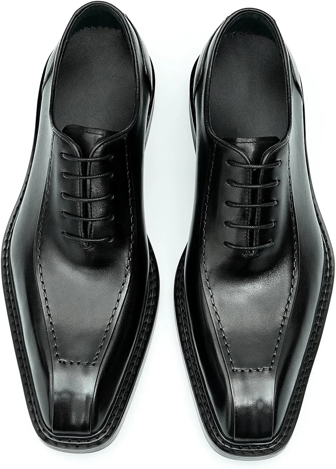 Santimon Men's Oxfords Formal Dress Derby Fashion Business Prom Wingtip Shoes Wedding Tuxedo Genuine Leather Shoes for Men