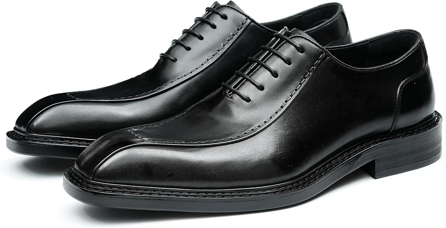 Santimon Men's Oxfords Formal Dress Derby Fashion Business Prom Wingtip Shoes Wedding Tuxedo Genuine Leather Shoes for Men