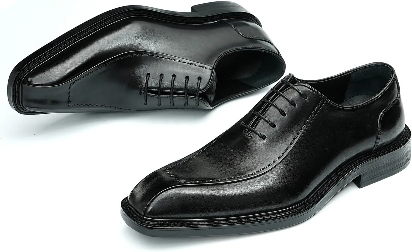 Santimon Men's Oxfords Formal Dress Derby Fashion Business Prom Wingtip Shoes Wedding Tuxedo Genuine Leather Shoes for Men