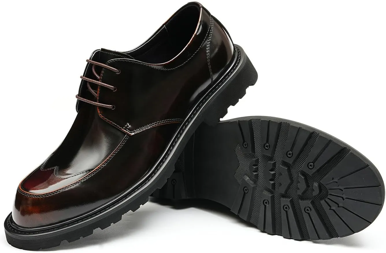 Santimon Mens Oxfords Formal Dress Derby Fashion Comfortable Wingtip Brogue Patent Leather Prom Shoes Tuxedo Wedding Business Causal Wide Shoes for Men