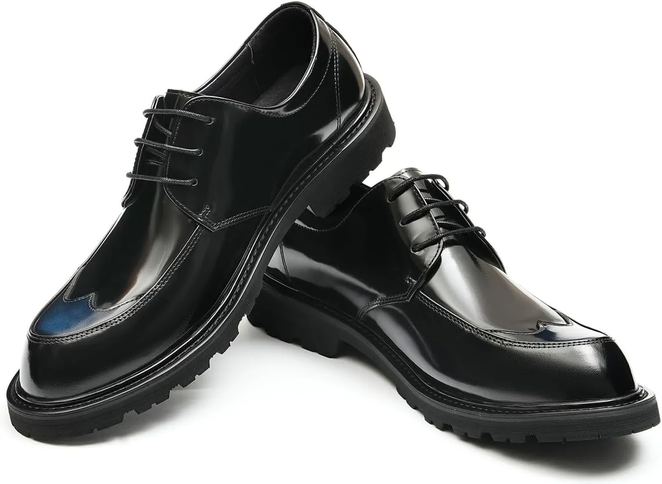Santimon Mens Oxfords Formal Dress Derby Fashion Comfortable Wingtip Brogue Patent Leather Prom Shoes Tuxedo Wedding Business Causal Wide Shoes for Men