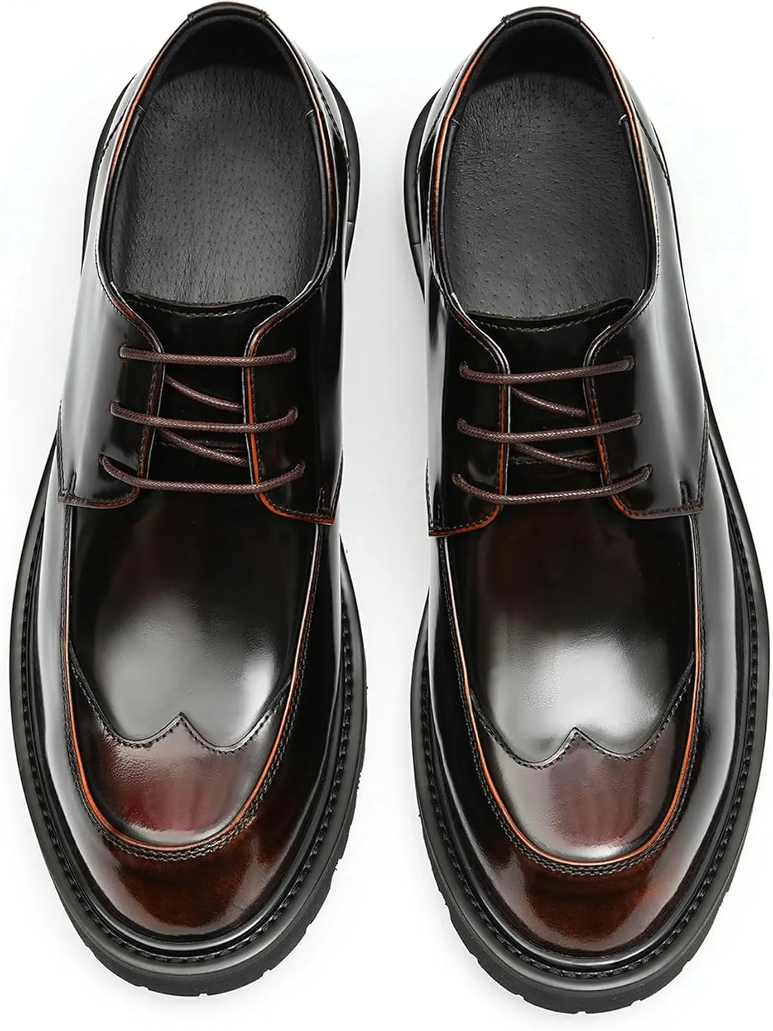 Santimon Mens Oxfords Formal Dress Derby Fashion Comfortable Wingtip Brogue Patent Leather Prom Shoes Tuxedo Wedding Business Causal Wide Shoes for Men