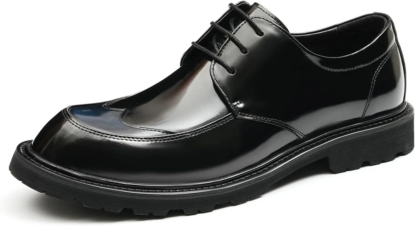 Santimon Mens Oxfords Formal Dress Derby Fashion Comfortable Wingtip Brogue Patent Leather Prom Shoes Tuxedo Wedding Business Causal Wide Shoes for Men