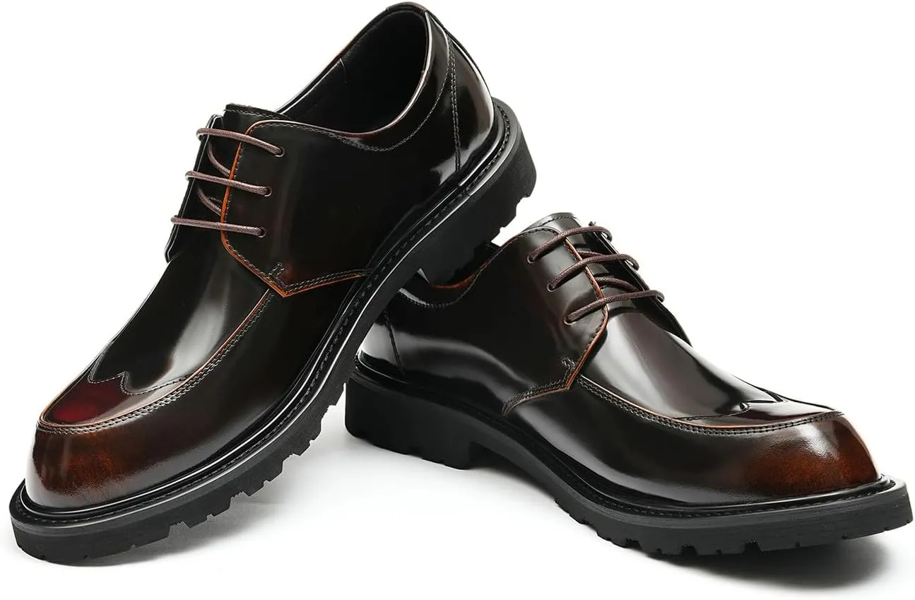 Santimon Mens Oxfords Formal Dress Derby Fashion Comfortable Wingtip Brogue Patent Leather Prom Shoes Tuxedo Wedding Business Causal Wide Shoes for Men