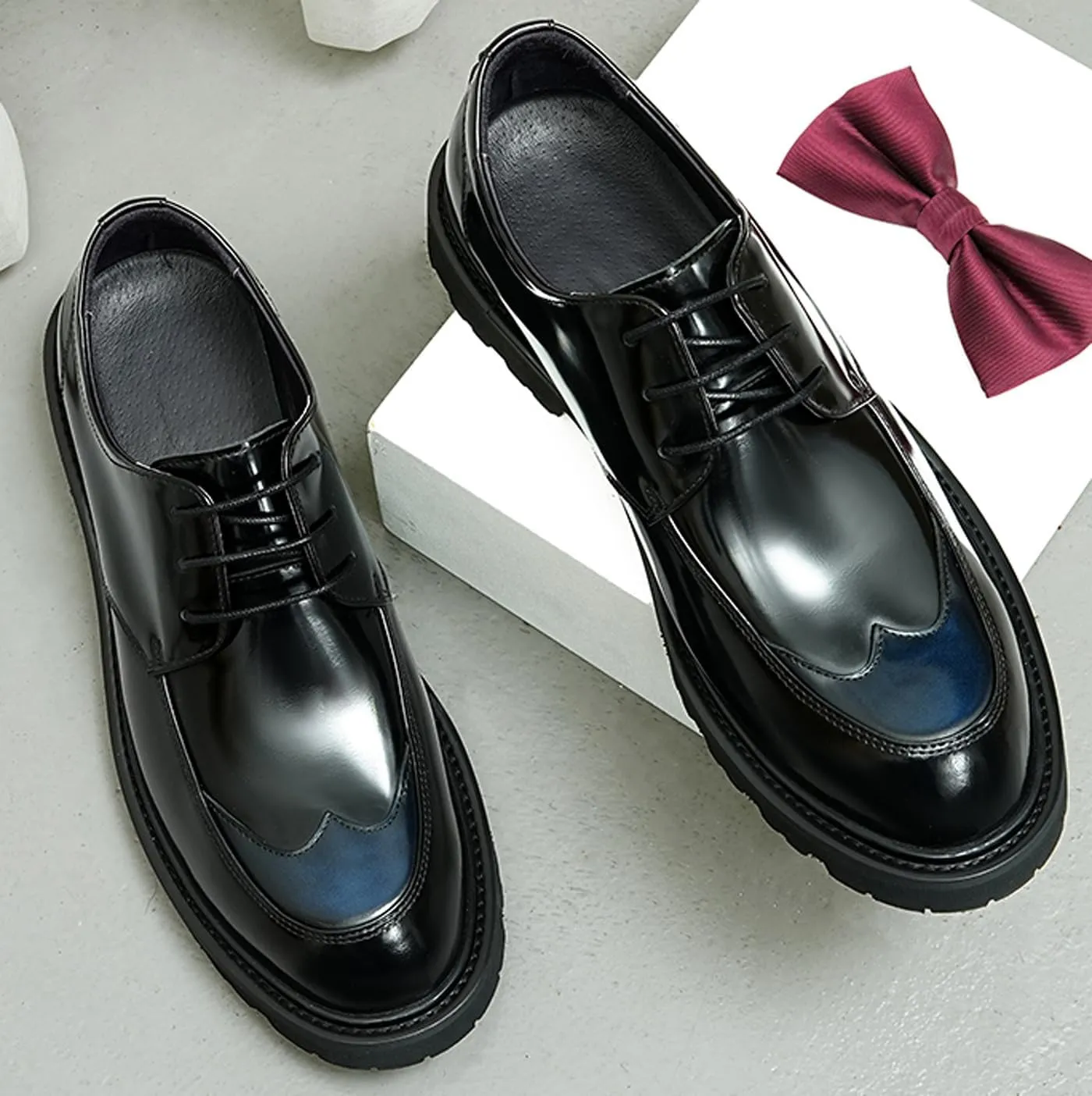 Santimon Mens Oxfords Formal Dress Derby Fashion Comfortable Wingtip Brogue Patent Leather Prom Shoes Tuxedo Wedding Business Causal Wide Shoes for Men