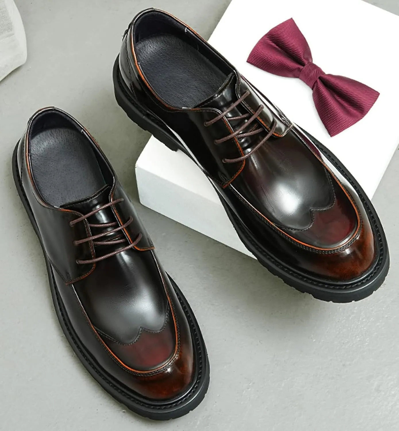 Santimon Mens Oxfords Formal Dress Derby Fashion Comfortable Wingtip Brogue Patent Leather Prom Shoes Tuxedo Wedding Business Causal Wide Shoes for Men